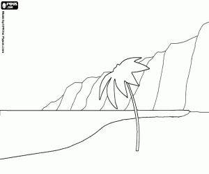 Omalovánka Pobřeží s pláží a útesů