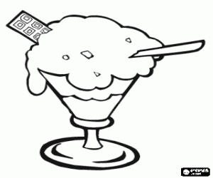 Omalovánka Pohár se zmrzlinou, šlehačkou a sušenky