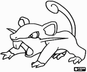 Omalovánka Pokémon krysa Rattata