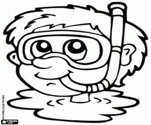 Omalovánka Potápěč si hlavu z vody