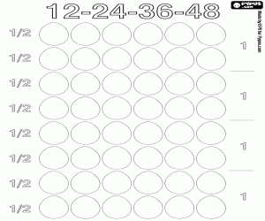 Omalovánka Počítat od 1 vejce do 4 tucty