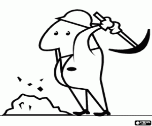 Omalovánka Pracovník pracuje s krumpáčem, nebo si