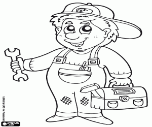 Omalovánka Pracovník se panelu nástrojů