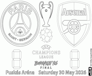 Omalovánka PSG vs Arsenal, finále 2025-2026