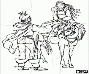 Omalovánka Puzzle princů a koně