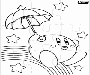 Omalovánka Puzzle s Kirby a deštník