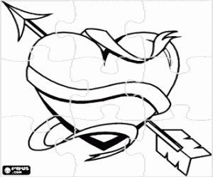 Omalovánka Puzzle srdce s šípem