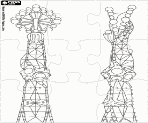 Omalovánka Puzzle věž Sagrada Familia