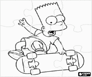 Omalovánka Puzzle z Bart Simpson na skateboard