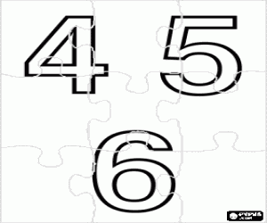 Omalovánka Puzzle z čísel 4, 5 a 6