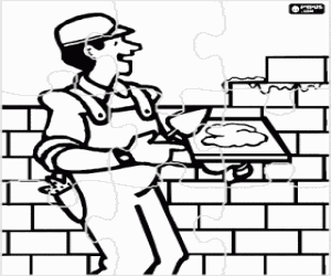 Omalovánka Puzzle zedník a zeď