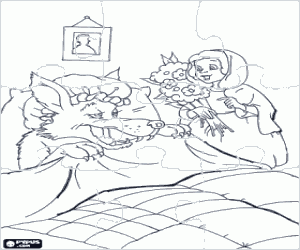 Omalovánka Puzzle červené Karkulky a květy kytice