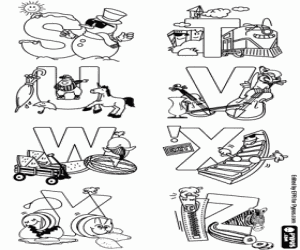 Omalovánka Písmena S až Z, zdobené abecedy