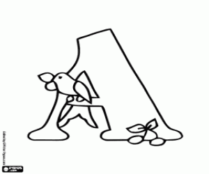 Omalovánka Písmeno A a ptáček