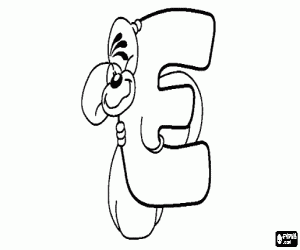 Omalovánka Písmeno E s nezbedný myš