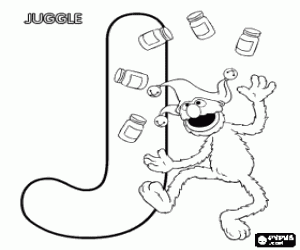 Omalovánka Písmeno J a Grover Sesame Street