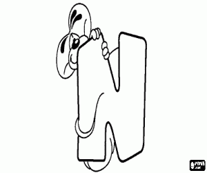 Omalovánka Písmeno N s nezbedný myš