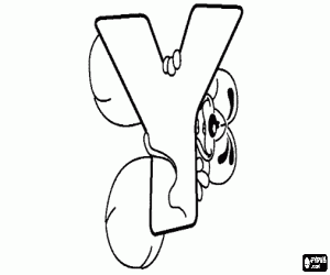 Omalovánka Písmeno Y s nezbedný myš