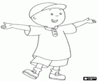 Caillou s čepice, kšiltovka, šťastný a s otevřenou náručí, v létě