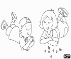 Caillou hrát s kuličkami s přítelkyní Sarah