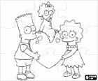Puzzle Bart a Lisa, starší bratři, rostoucí malé Magie na srdci