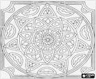 Puzzle mandala kruhy v hvězda nebo květina ve čtverci
