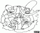 Portrét Simpsons: Homer, Marge, Bart, Lisa a Maggie