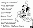 Vánoční karta s Myšák Mickey oblečený jako Santa Claus