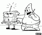 SpongeBob a jeho přítel Patrick Star mluví o walkie-talkie