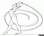 Rytmický gymnastka dělat nějaké pohyby se stuhou