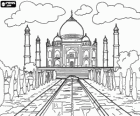 Taj Mahal, slavný pohled na mauzoleum z bílého mramoru pokryté dome, v Agra, Indie