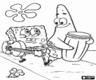 Přátelé SpongeBob a Patrick se jejich hudební nástroje: kytara a buben