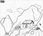 Puzzle z Krajinu vysokých hor, zasněžené vrcholy a některé útulky