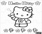 Puzzle Hello Kitty s květinami a ptáky