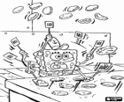 SpongeBob pracuje jako blázen v kuchyni hamburger