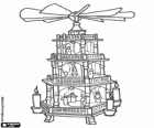 Vánoční pyramida je tradicí v Německu a Česká republika. Malé dřevěné kolotoče s vrtulí, který se otáčí díky teplu svíčky, ozdobené vánoční motivy