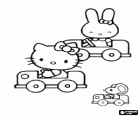 Hello Kitty a přátelé se točí v jejich malé vozy