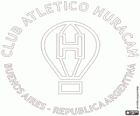 Logo CA Huracán, sportovní zařízení a fotbalový tým ve městě Buenos Aires, Argentina