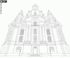 Kostel Panny Marie je barokní kostel a Lutheran symbol smíření, Frauenkirche v Drážďanech, Německo
