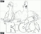 Rio Movie Puzzle. Puzzle s ara Blu, Jewel a Tucan Rafael