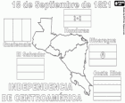 Nezávislost Střední Ameriky 15. září 1821. Vzpomínka na nezávislost ze Španělska v moderní zemi Guatemala, Honduras, El Salvador, Nikaragua a Costa Rica