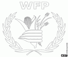 WFP logo, Světový potravinový program. WFP, World Food Programme v anglicky, Logo Spojené národy