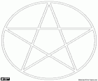 Pentakl, pentagram v kruhu. Symbol pro Wicca náboženství, pěticípá hvězda