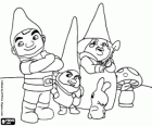 Gnomeo, Benny, Lady Borůvek a je Shroom. Znaky z Gnomeo a Julie