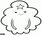 Nodulární prostoru princ, shluk s knírem a hvězdu na hlavu. Lumpy Space Prince