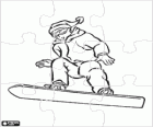 Sníh sportovní Puzzle. Puzzle snowboardista ve skoku
