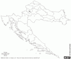 Mapa Republiky Chorvatsko. Pobřežní země v Jaderském moři s ohraničením, Slovinsko, Maďarsko, Srbsko, Bosna a Hercegovina, Černá Hora