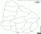 Mapa východní republiky Uruguaye. Hlavní město: Montevideo. Země Jižní Ameriky s pobřeží v Atlantském oceánu