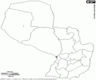 Mapa republiky Paraguay. Hlavní město: městě Asunción. Země se nachází ve vnitrozemí Jižní Ameriky