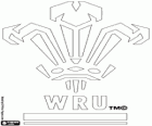 Logo Wales národní rugby tým, red dragons. Emblémem, knížetem z Walesu peří